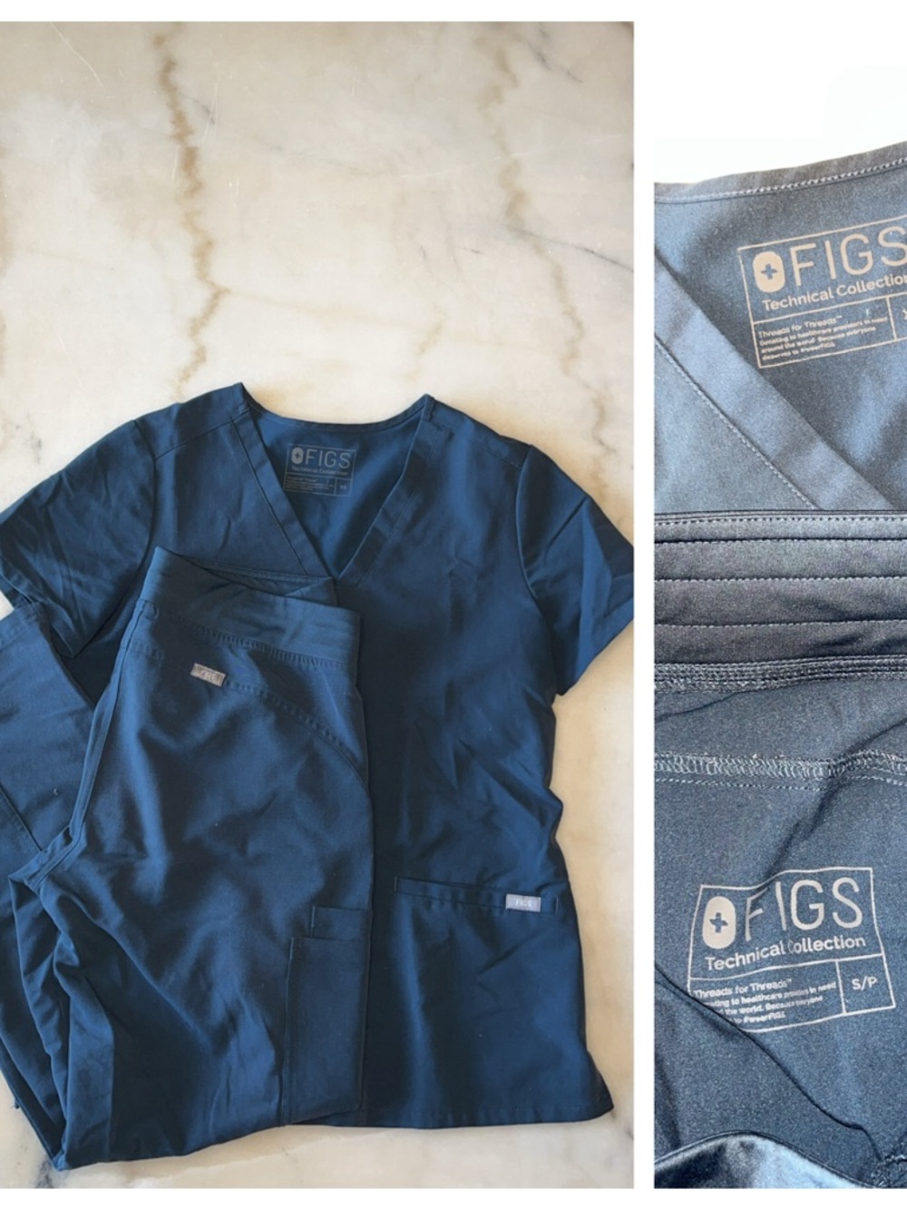 Figs Navy Technical Collection Scrub Top - Picture 3 of 3